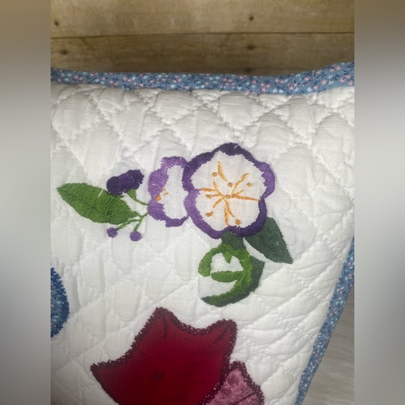 Quilted Cat Dog Throw Pillow Country Decorative Floral Puppy Kitten Vintage - Picture 6 of 11